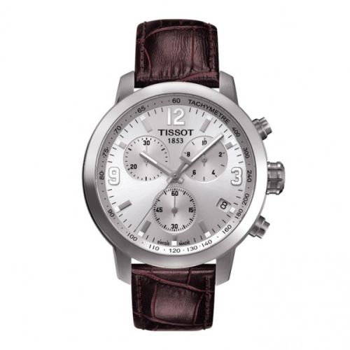 Tissot PRC 200 Quartz Chronograph Silver Brown Leather